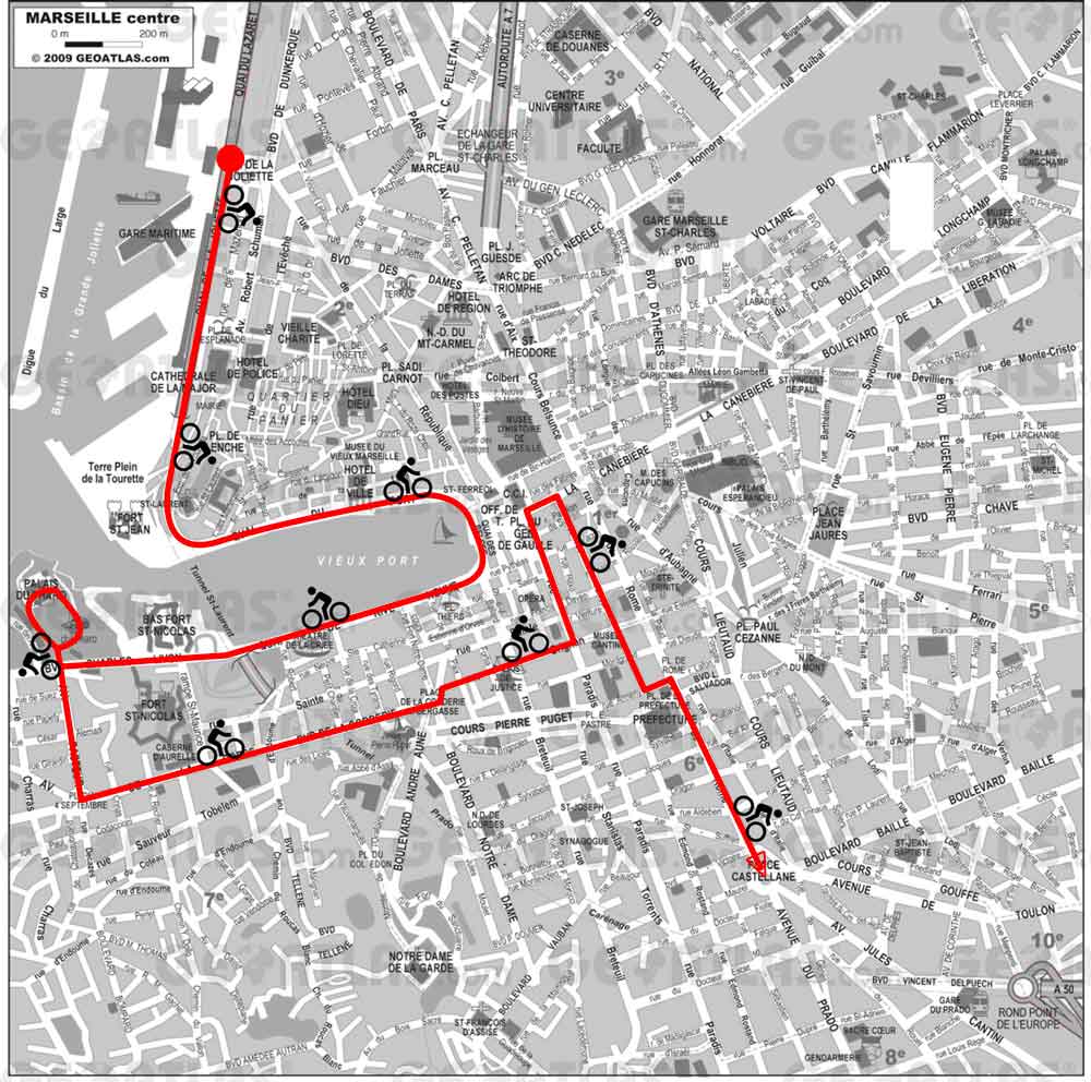 Parcours vélo publicitaire Marseille